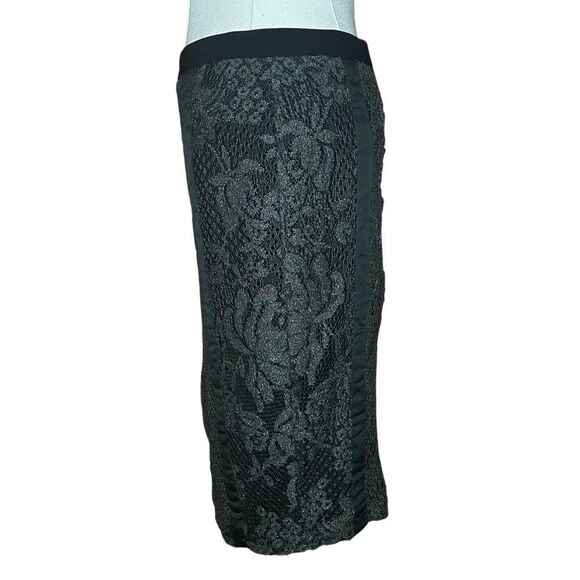 Henri Bendel Black Straight & Pencil Skirt Size 56A Floral Lace Limited Edition - Picture 8 of 11